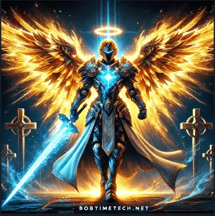 image of the Angel of Death standing victorious, symbolizing triumph and peace.